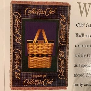 Longaberger throw blanket 46x67 with 2" fringe on all four sides.